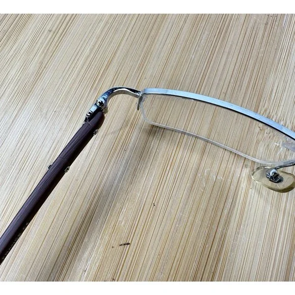 Cartier Platinum Men's Eyeglasses 54-19-140 Half Rim Wooden Temples FRAMES ONLY